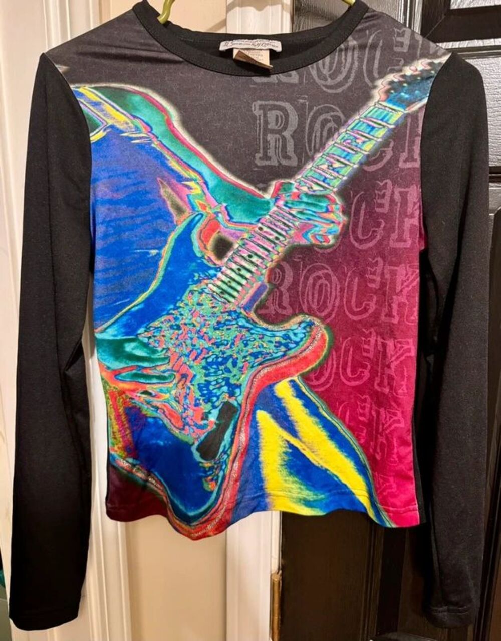 Vintage Y2K Self Esteem Electric Guitar Graphic Long Sleeve Top - Size M
